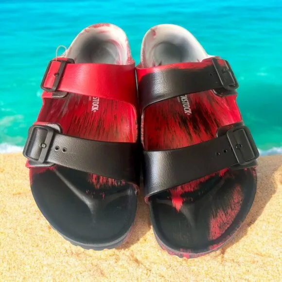 NEW! BIRKENSTOCK RED / BLACK ARIZONA EVA SANDALS - Size 13