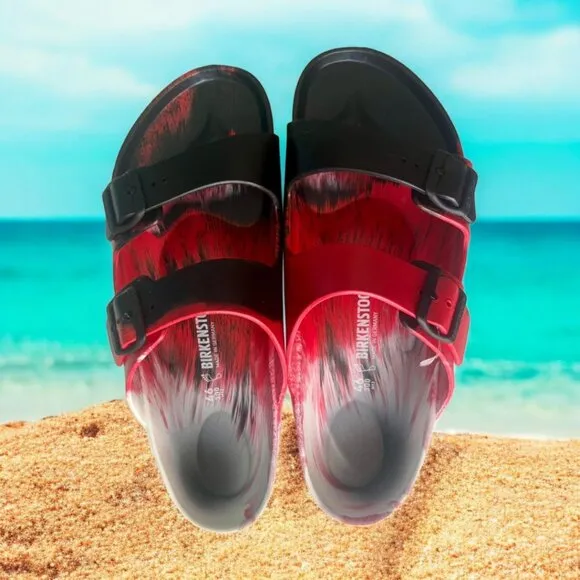 NEW! BIRKENSTOCK RED / BLACK ARIZONA EVA SANDALS - Size 13
