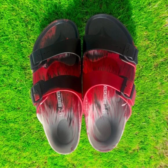 NEW! BIRKENSTOCK RED / BLACK ARIZONA EVA SANDALS - Size 13