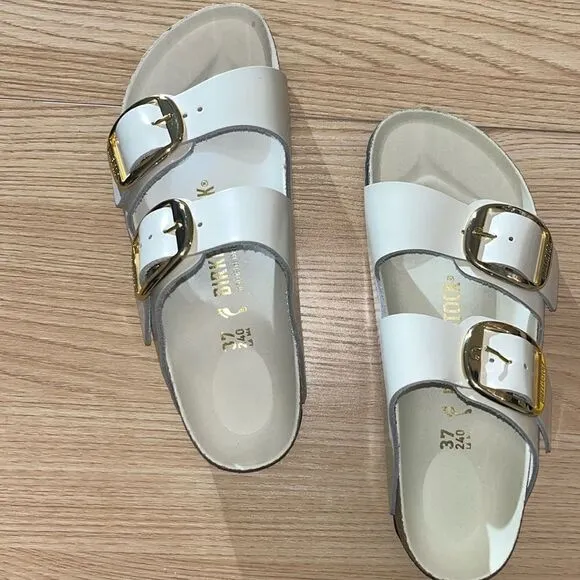 New Birkenstock Arizona Big Buckle High Shine Sandals 6.5 Medium/Narrow $190