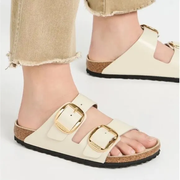 New Birkenstock Arizona Big Buckle High Shine Sandals 6.5 Medium/Narrow $190