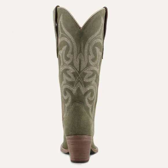 NEW BUCK &amp; BRANA women's tessa leather cowgirl boots in olive