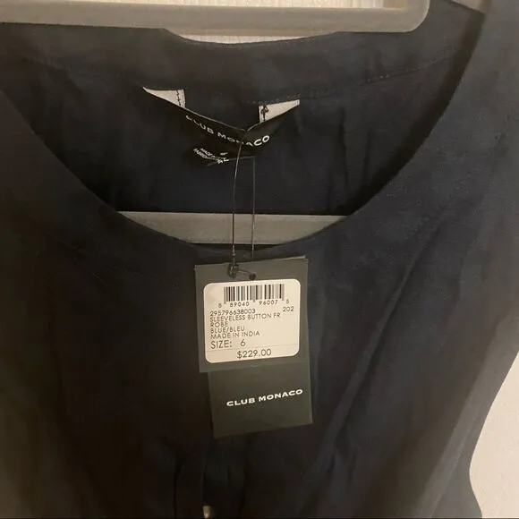 New Club Monaco Sleeveless button front dress