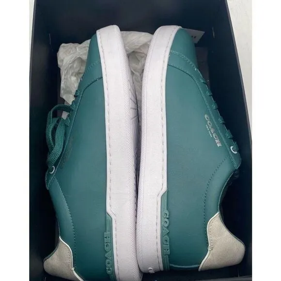 New Coach MENS Size 8.5 Chalk Ocean Clip All Leather Low Top Sneakers