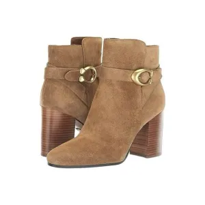 NEW Coach Tan Suede Leather Delaney Signature Buckle Boots sz 6