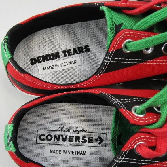 NEW CONVERSE X DENIM TEARS Unisex Pan African Flag Chuck 70 Sneakers Size 10.5
