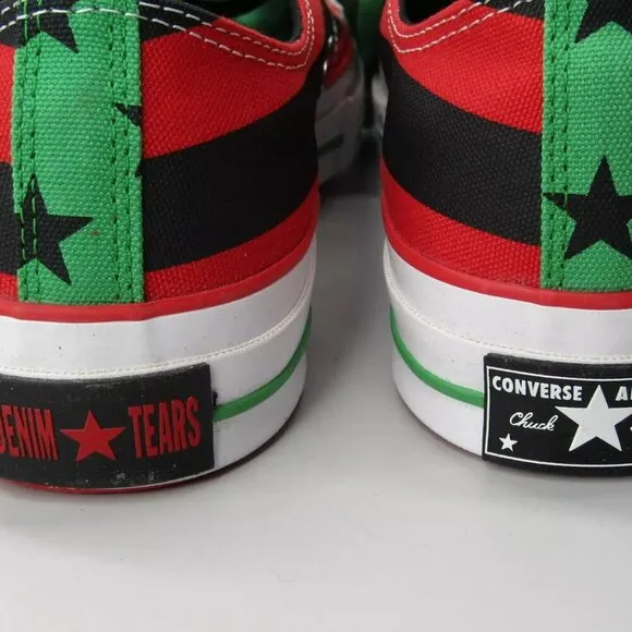 NEW CONVERSE X DENIM TEARS Unisex Pan African Flag Chuck 70 Sneakers Size 10.5