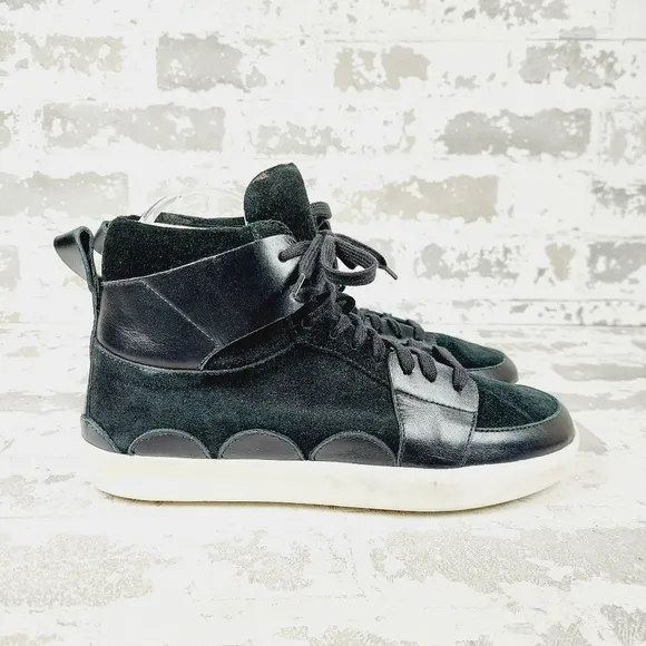 NEW Cynthia Rowley x Italeau Black Suede Lace Up High Top Sneakers V497