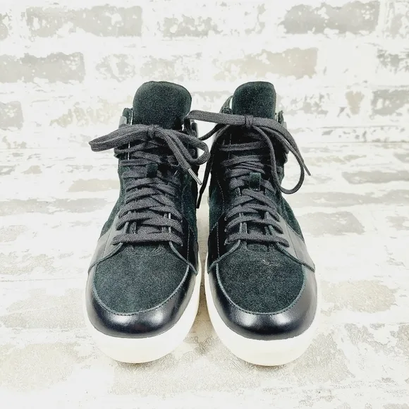 NEW Cynthia Rowley x Italeau Black Suede Lace Up High Top Sneakers V497