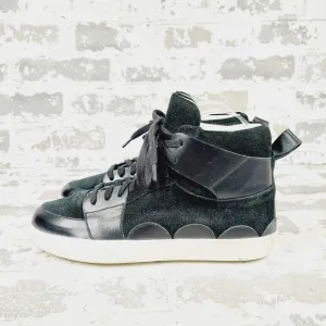 NEW Cynthia Rowley x Italeau Black Suede Lace Up High Top Sneakers V497