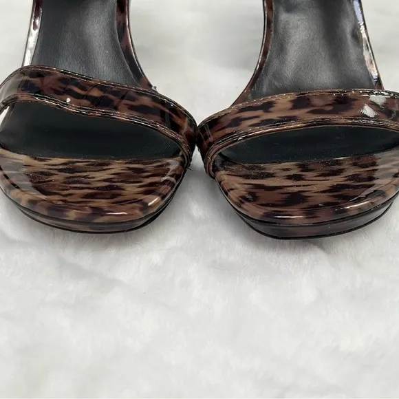 NEW Donald J. Pliner MAGDA Leopard Print Patent Leather High Heel Sandals
