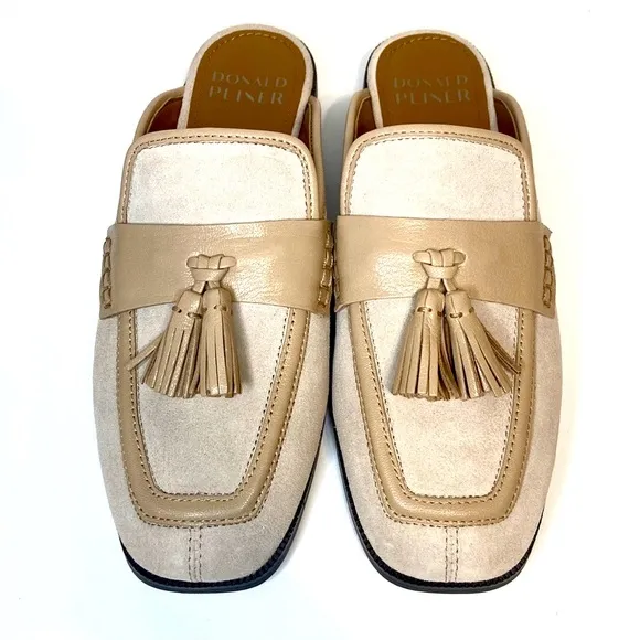 New Donald Pliner Bryant Beige Suede Leather Tassel Loafers Size 7.5