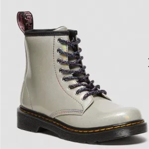 NEW DR. MARTENS 1460 SPARKLE RAYS METALLIC SILVER LIGHTSHOW LACE UP BOOTS