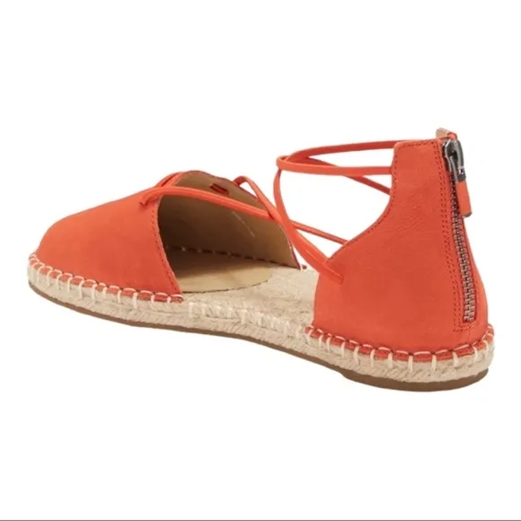 New Eileen Fisher 8.5 Leather Lace Up D'Orsay Lee Espadrille Tangelo Flat Sandal