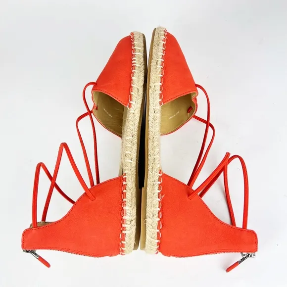 New Eileen Fisher 8.5 Leather Lace Up D'Orsay Lee Espadrille Tangelo Flat Sandal