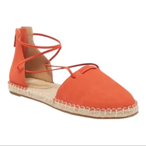 New Eileen Fisher 8.5 Leather Lace Up D'Orsay Lee Espadrille Tangelo Flat Sandal