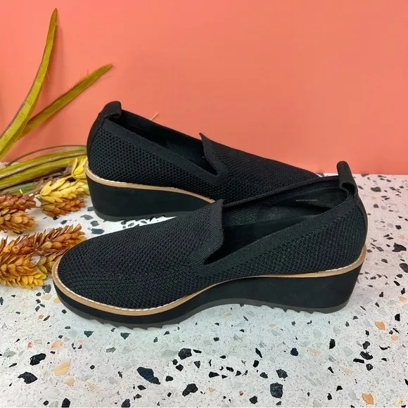 NEW Eileen Fisher Black Novo Stretch Knit Women’s Slip On Loafers Sz 6.5