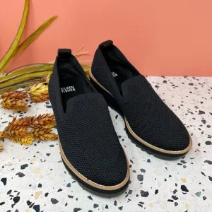 NEW Eileen Fisher Black Novo Stretch Knit Women’s Slip On Loafers Sz 6.5