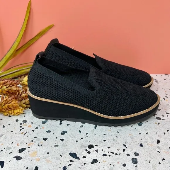 NEW Eileen Fisher Black Novo Stretch Knit Women’s Slip On Loafers Sz 6.5