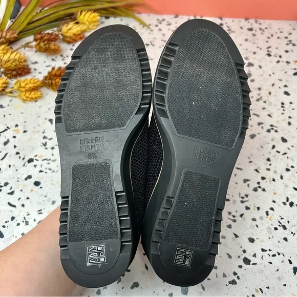 NEW Eileen Fisher Black Novo Stretch Knit Women’s Slip On Loafers Sz 6.5