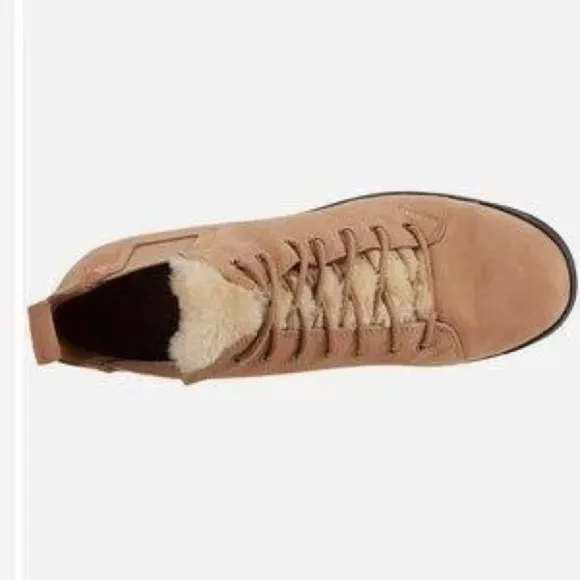 NEW! Eileen Fisher Calm Suede Shearling Hiker Lace Up Platform Boots - Size 8