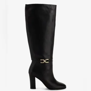 NEW Express Leather Buckle Heeled Tall Boots