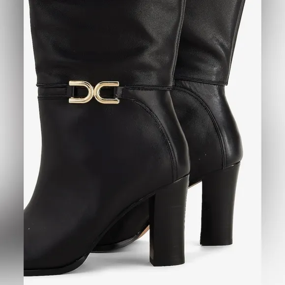 NEW Express Leather Buckle Heeled Tall Boots