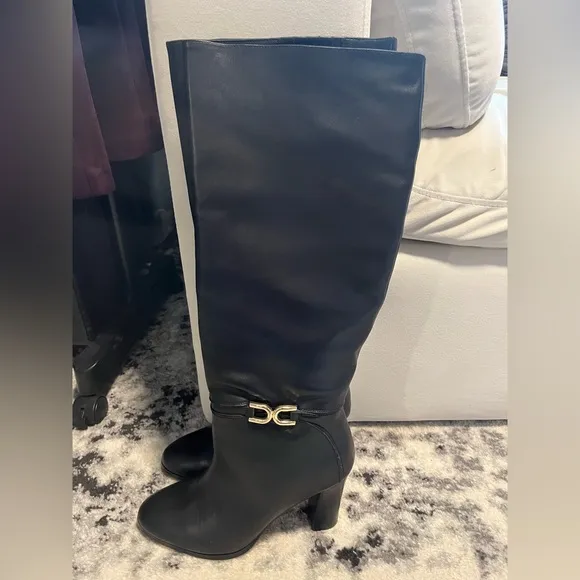 NEW Express Leather Buckle Heeled Tall Boots