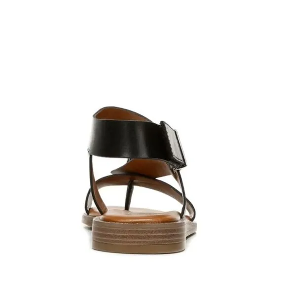 New Franco Sarto Sandals Glenni Strappy Flat Black Leather size 6