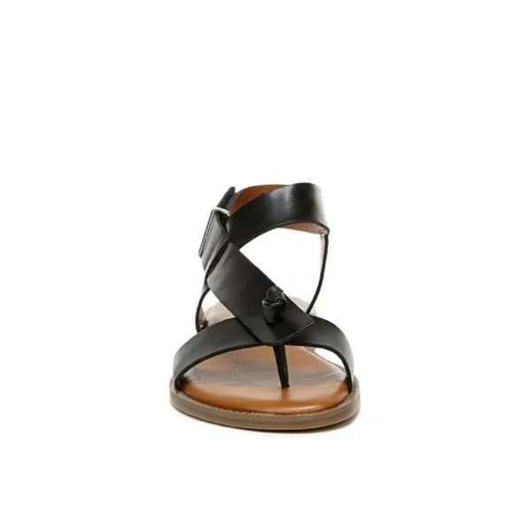 New Franco Sarto Sandals Glenni Strappy Flat Black Leather size 6