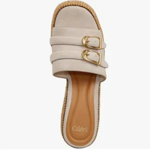 NEW FRANCO SARTO Suede Torino Buckle Wedge Sandals peanut for women 253