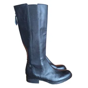 NEW Franco Sarto Women Black Leather Tahini Knee High Riding Boot 9.5 Equestrian