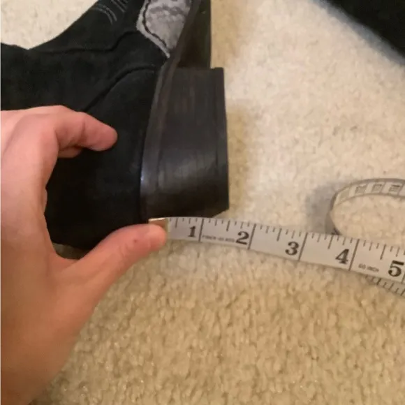 New Free People Black Suede Sterling Western Tall Boots Size 38/7.