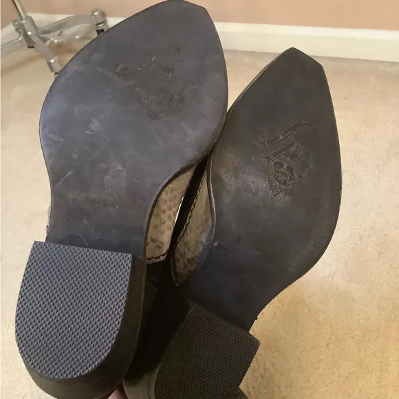 New Free People Black Suede Sterling Western Tall Boots Size 38/7.