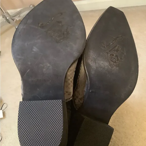 New Free People Black Suede Sterling Western Tall Boots Size 38/7.