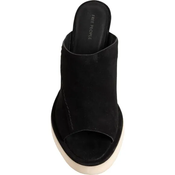 NEW Free People Running in Wedges Sandals - Suede For Women black 252
