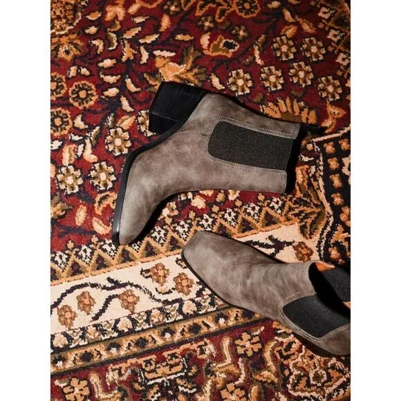 NEW FREE PEOPLE VEGAN PACIFIC CHELSEA BLOCK HEEL ANKLE BOOT BOOTIE GREY