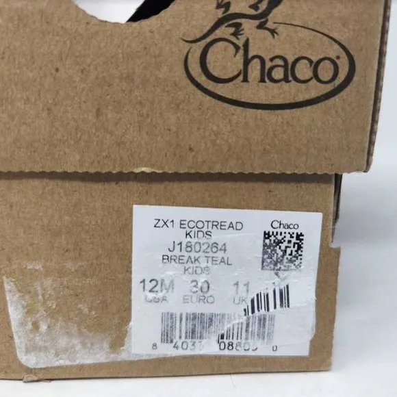 New girl's 12 Chaco kids ZX1 Ecotread outdoor sandals Break Teal
