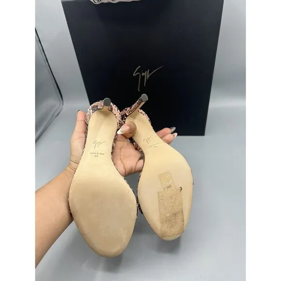 New GIUSEPPE ZANOTTI Pink Snakeskin Sandals Made in Italy Size 36 ($920)