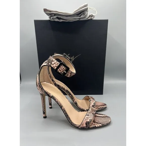 New GIUSEPPE ZANOTTI Pink Snakeskin Sandals Made in Italy Size 36 ($920)