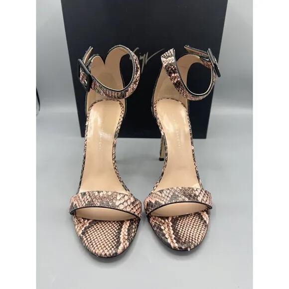 New GIUSEPPE ZANOTTI Pink Snakeskin Sandals Made in Italy Size 36 ($920)