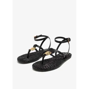 NEW GIVENCHY women's 4g liquid flat tong sandals in black