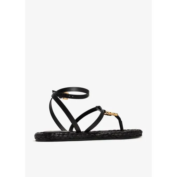 NEW GIVENCHY women's 4g liquid flat tong sandals in black