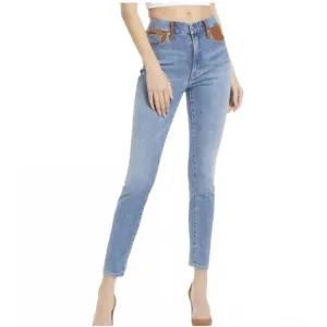 NEW GOOD AMERICAN suede trim classic jeans in indigo
