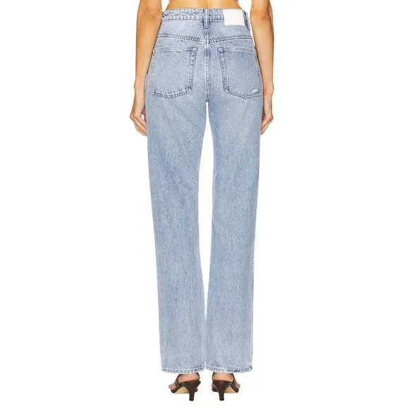 NEW GRLFRND sara super high rise slim straight jeans in red rock