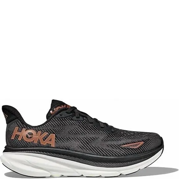 NEW HOKA women's clifton 9 sneakers in black copper