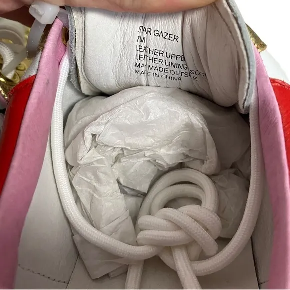 NEW Hollie Watman Star Gazing Fashion Sneakers - White / Red size 7 leather