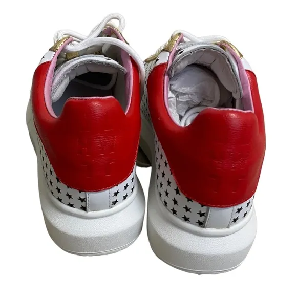 NEW Hollie Watman Star Gazing Fashion Sneakers - White / Red size 7 leather