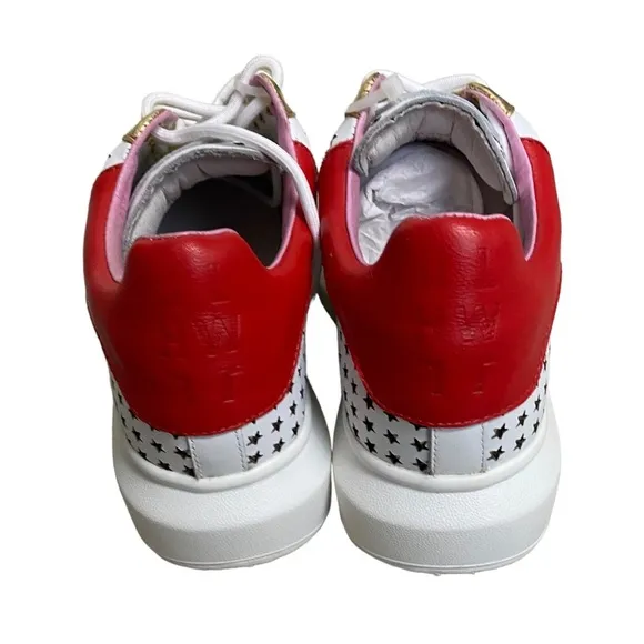 NEW Hollie Watman Star Gazing Fashion Sneakers - White / Red size 7 leather