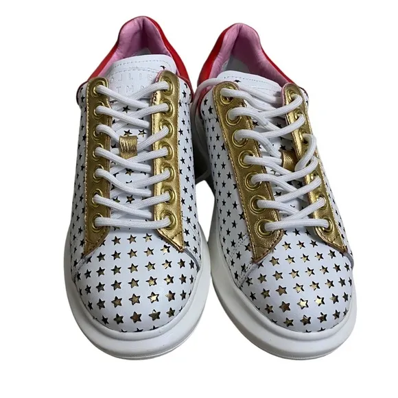 NEW Hollie Watman Star Gazing Fashion Sneakers - White / Red size 7 leather